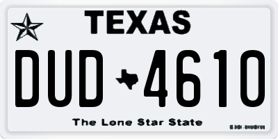 TX license plate DUD4610