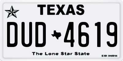TX license plate DUD4619