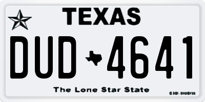 TX license plate DUD4641
