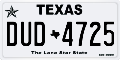 TX license plate DUD4725