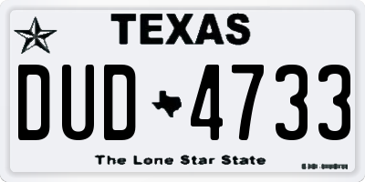 TX license plate DUD4733
