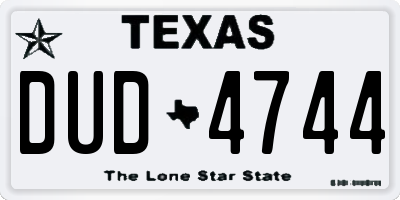 TX license plate DUD4744