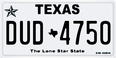 TX license plate DUD4750