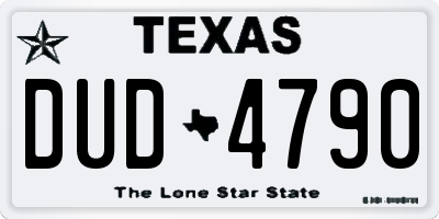 TX license plate DUD4790