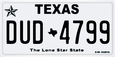 TX license plate DUD4799