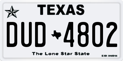 TX license plate DUD4802