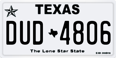 TX license plate DUD4806