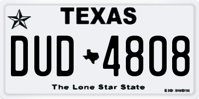 TX license plate DUD4808