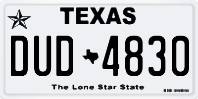 TX license plate DUD4830