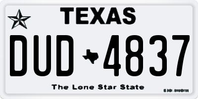 TX license plate DUD4837