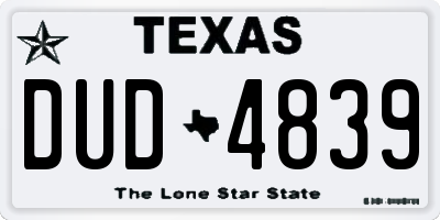 TX license plate DUD4839