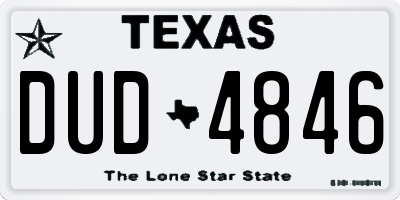 TX license plate DUD4846