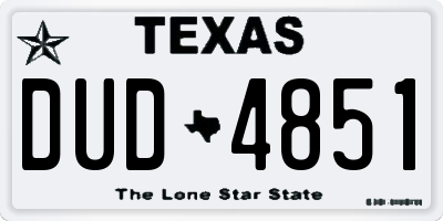 TX license plate DUD4851