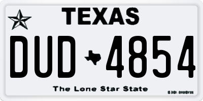 TX license plate DUD4854