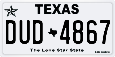 TX license plate DUD4867