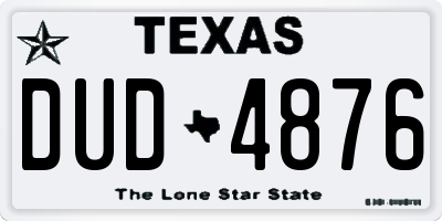 TX license plate DUD4876