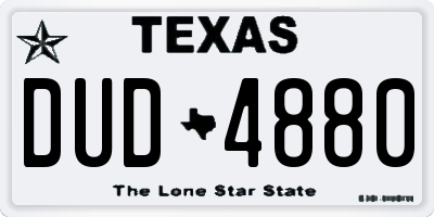 TX license plate DUD4880