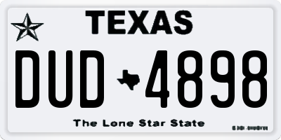 TX license plate DUD4898