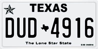 TX license plate DUD4916