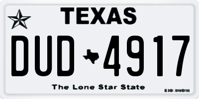 TX license plate DUD4917