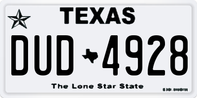 TX license plate DUD4928