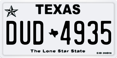 TX license plate DUD4935