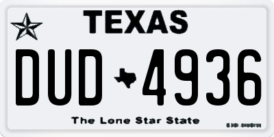 TX license plate DUD4936