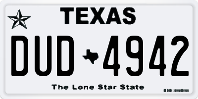 TX license plate DUD4942