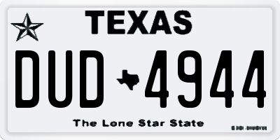 TX license plate DUD4944