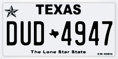 TX license plate DUD4947