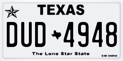 TX license plate DUD4948