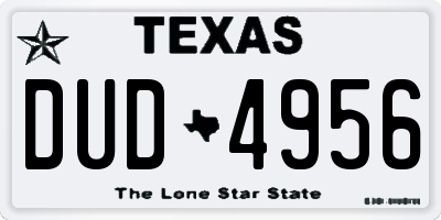 TX license plate DUD4956