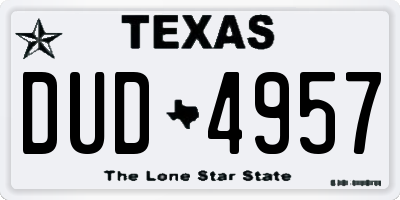 TX license plate DUD4957