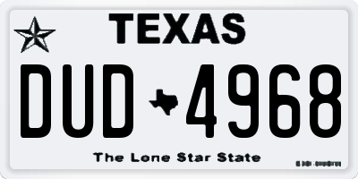 TX license plate DUD4968
