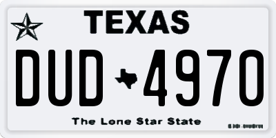 TX license plate DUD4970