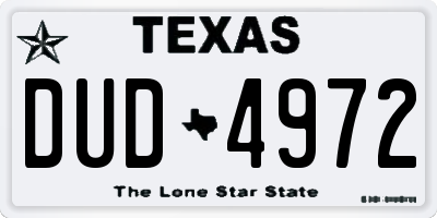 TX license plate DUD4972
