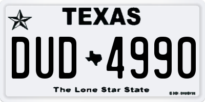 TX license plate DUD4990