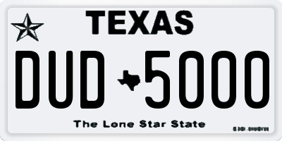 TX license plate DUD5000