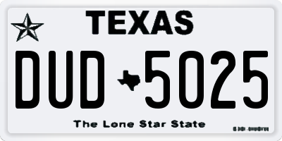 TX license plate DUD5025