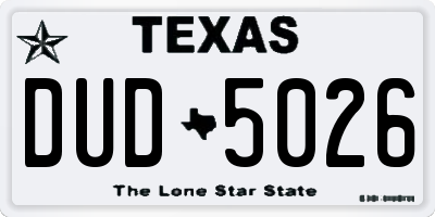 TX license plate DUD5026
