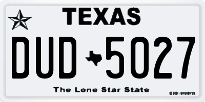 TX license plate DUD5027