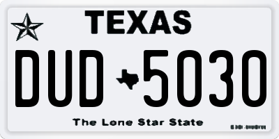 TX license plate DUD5030