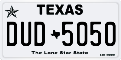 TX license plate DUD5050
