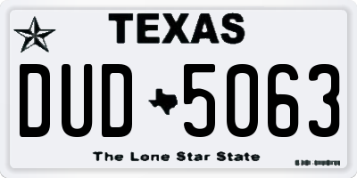 TX license plate DUD5063