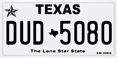 TX license plate DUD5080