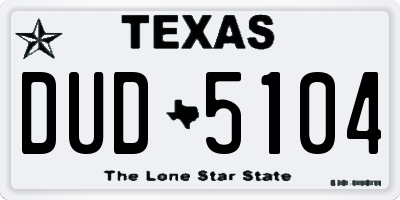 TX license plate DUD5104