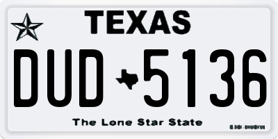 TX license plate DUD5136