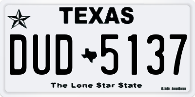 TX license plate DUD5137