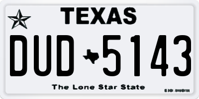 TX license plate DUD5143