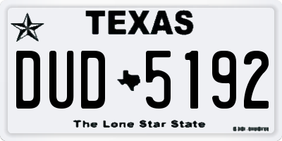 TX license plate DUD5192